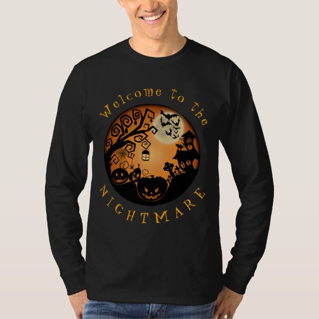 Welcome to the Nightmare Halloween Pumpkin Custom T-Shirt (Front)