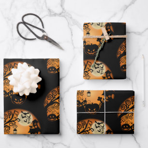 Welcome to the Nightmare Halloween Pumpkin Graphic Wrapping Paper Sheets
