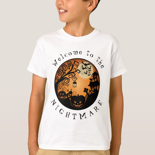 Welcome to the Nightmare Halloween Pumpkin T-Shirt (Front)