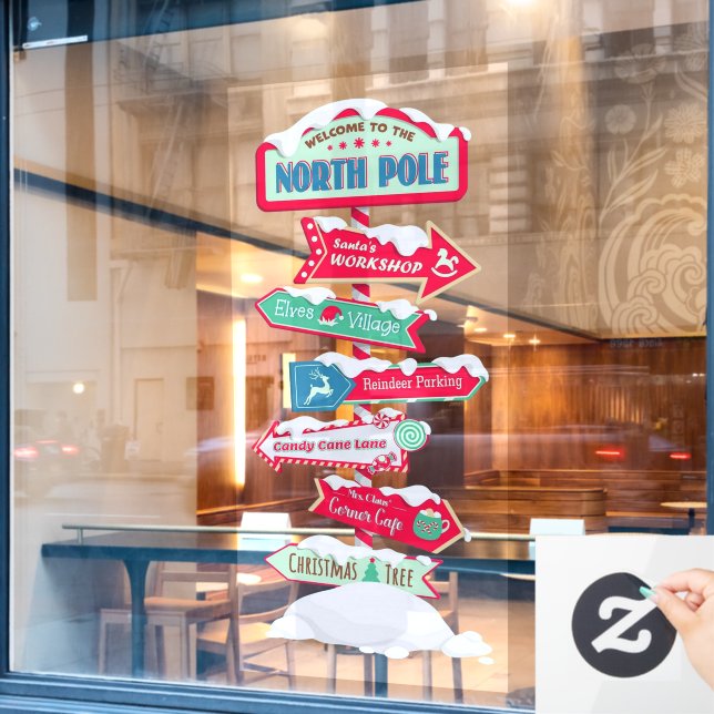 Welcome To The North Pole Post Christmas  Window Cling (Cafe Window)