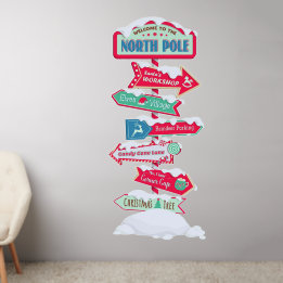 Welcome To The North Pole Sign Post Christmas Wall Decal
