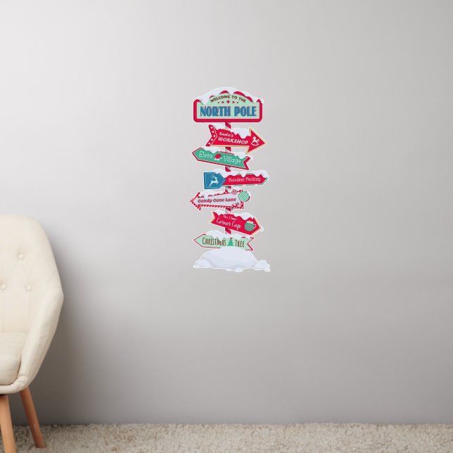 Welcome To The North Pole Sign Post Christmas Wall Decal (Living Room 2)