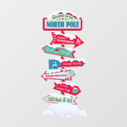 Welcome To The North Pole Sign Post Christmas Wall Decal
