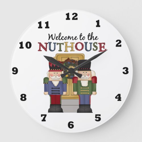 Welcome to the Nuthouse Christmas Large Clock