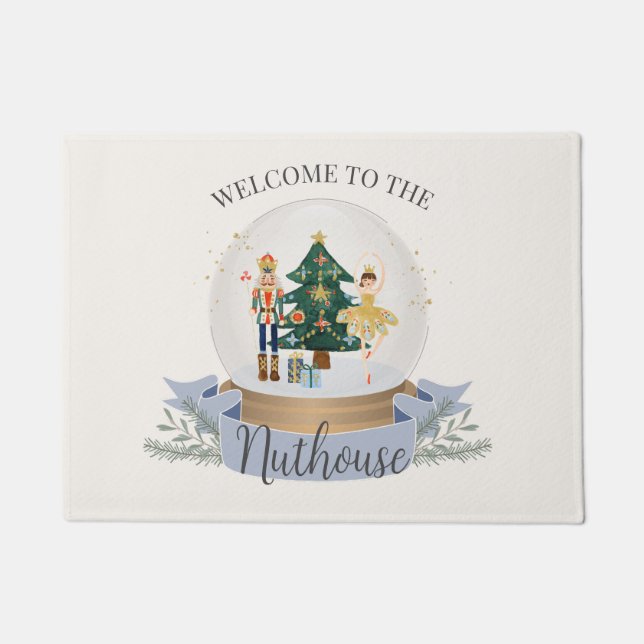 Welcome to the Nuthouse Nutcracker  Doormat (Front)