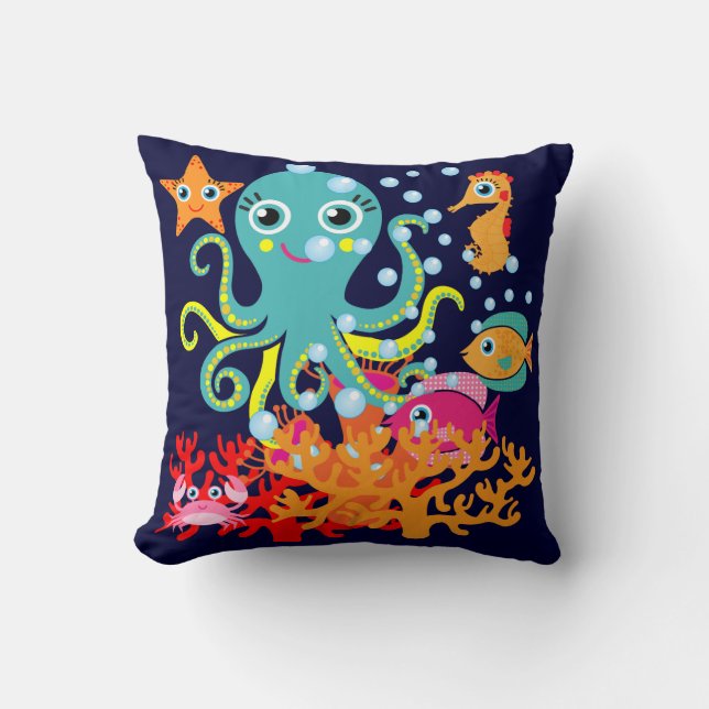 Welcome to the Ocean Throw Pillow (Front)