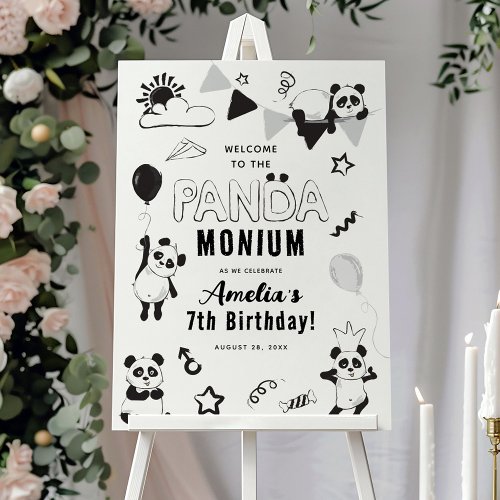 Welcome to the Panda_Monium Kids Birthday Party Foam Board