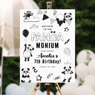 Welcome to the Panda-Monium Kids Birthday Party Foam Board