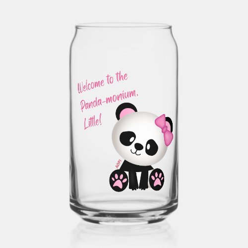Welcome to the Panda-monium Little! AOPi Sorority Can Glass