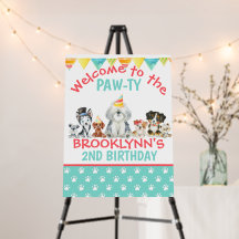 Welcome to the Paw-ty Puppy Birthday Poster sign
