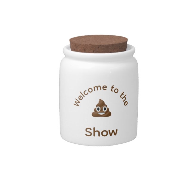 Welcome to the Poo Emoji Show Personalized Candy Jar (Front)