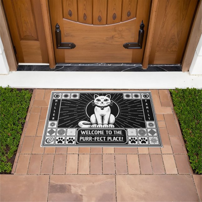  Welcome to the Purr-fect Place, individual cats Doormat (Outdoor)