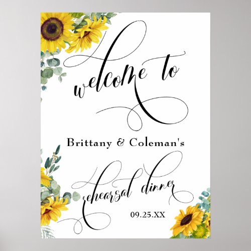Welcome to The Rehearsal Dinner Watercolor Floral Poster