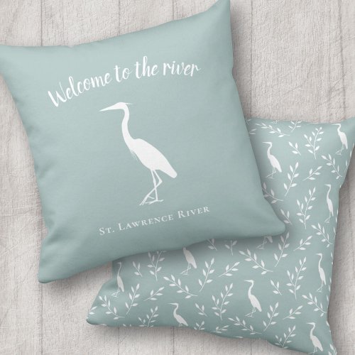 Welcome to the river heron regional locale decor outdoor pillow