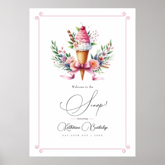 Welcome to the Scoop Ice Cream Bridal Shower Poster (Front)