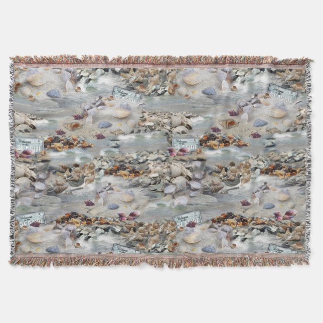 Welcome to the Seaside Throw Blanket (Front)