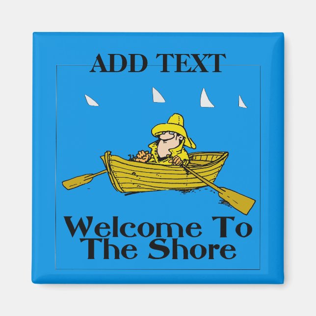 Welcome to the Shore, Rowboat & Sharks Magnet (Front)