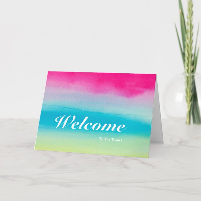 Welcome To The Team Blue Background Card (Front)
