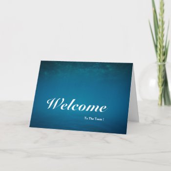 Welcome To The Team Blue Background Card by sunbuds at Zazzle
