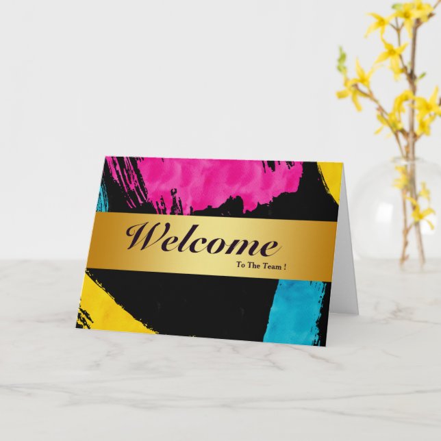 Welcome To The Team Minimal Gold Bladge Card (Yellow Flower)