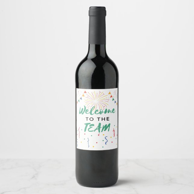 Welcome to the Team New Employee Job Welcoming Wine Label (Front)