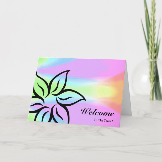 Welcome To The Team Pink & Black Floral Card (Front)