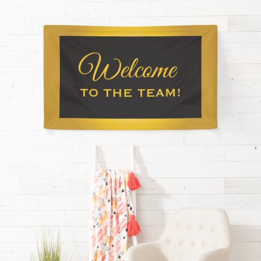 Welcome to the Team Professional Gold and Black Banner | Zazzle