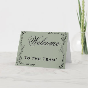 Welcome To The Team Swirl Floral Black & Pink Card