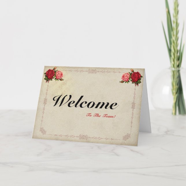 Welcome To The Team Vintage Floral Postcard (Front)