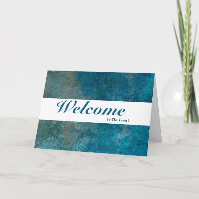 Welcome To The Team White Minimal Blue Badge Card (Front)