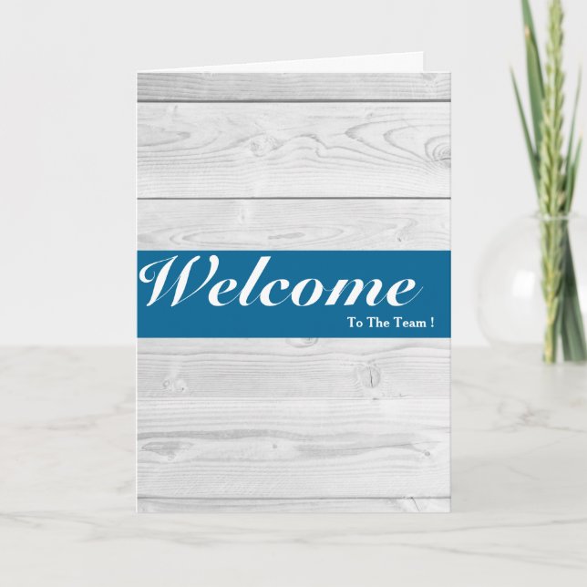 Welcome To The Team White Minimal Blue Badge Card (Front)