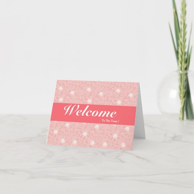 Welcome To The Team White Minimal Pink Badge Card (Front)