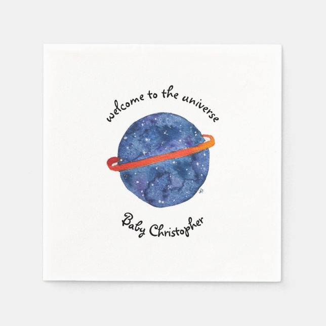 welcome to the universe space galaxy baby shower napkins (Front)
