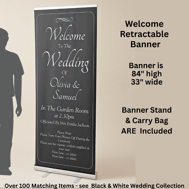 Welcome to the Wedding Black White Infinity Scroll Retractable Banner (Creator Uploaded)