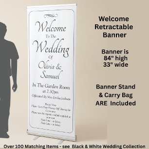 Welcome to the Wedding Black White Infinity Scroll Retractable Banner