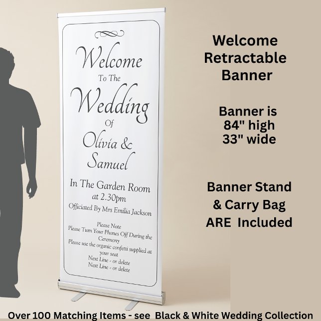 Welcome to the Wedding Black White Infinity Scroll Retractable Banner (Creator Uploaded)
