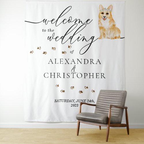Welcome to the wedding Corgi Dog Tapestry