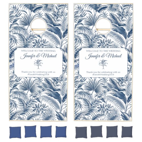 wELCOME to the wedding Fun Palm Botanical Cornhole Set