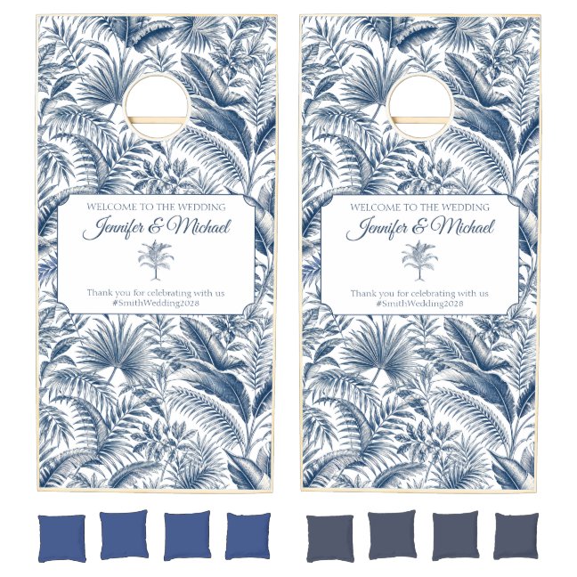 wELCOME to the wedding Fun Palm Botanical Cornhole Set