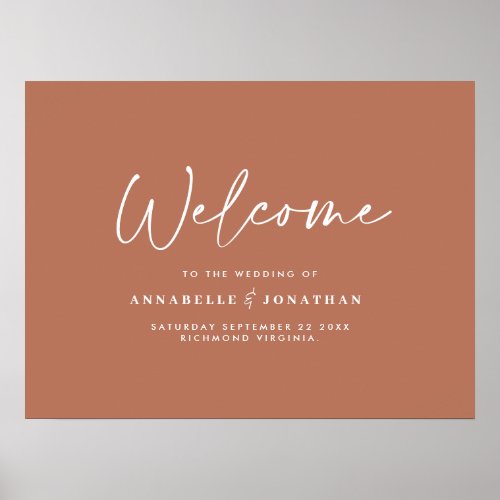 Welcome to the wedding modern terracotta wedding poster