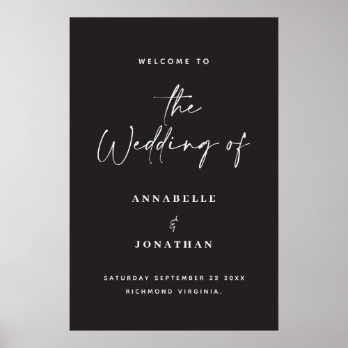 welcome to the wedding modern typography wedding   poster
