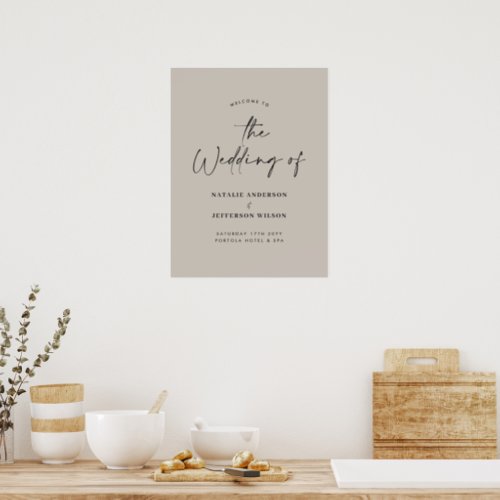 welcome to the wedding modern typography wedding poster
