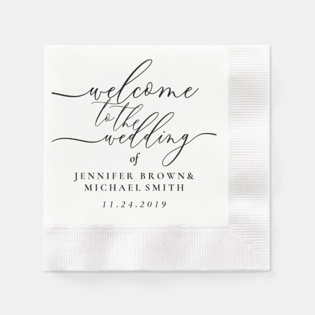 Welcome To The Wedding Of Custom Name Signature Napkins