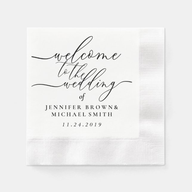 Welcome To The Wedding Of Custom Name Signature Napkins (Front)