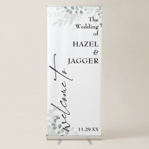 Welcome to The Wedding of Elegant Greenery Retractable Banner