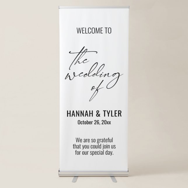 Welcome to The Wedding of Elegant, Simple Retractable Banner (Front)
