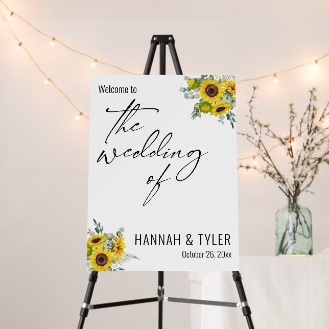 Welcome to the Wedding of Eucalyptus & Sunflowers Foam Board (In Situ (Stand))