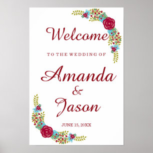 Welcome to the Wedding of - Poster - Flowery decor