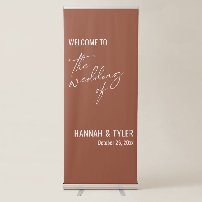 Welcome to The Wedding of Simple Terracotta Retractable Banner (Front)