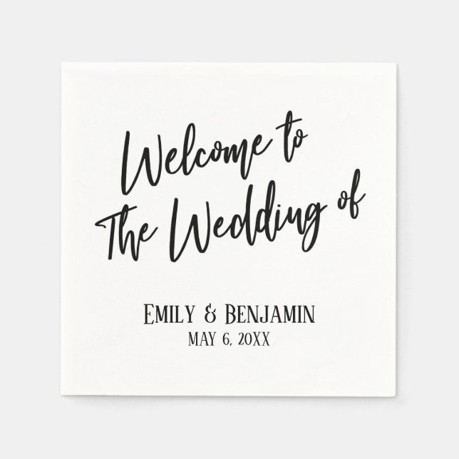 Welcome to the Wedding of Simple Typography Napkins (Front)
